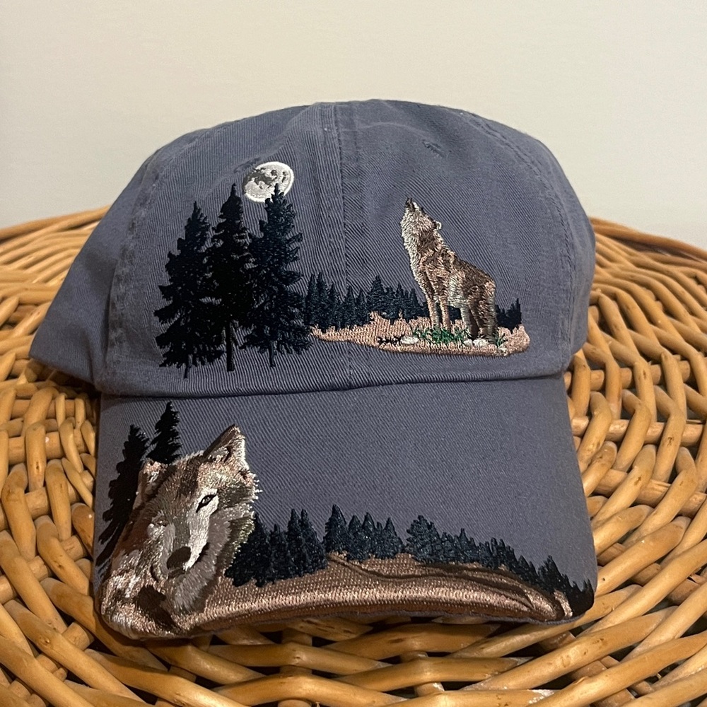 Howling Wolf Moon Embroidered Baseball Hat